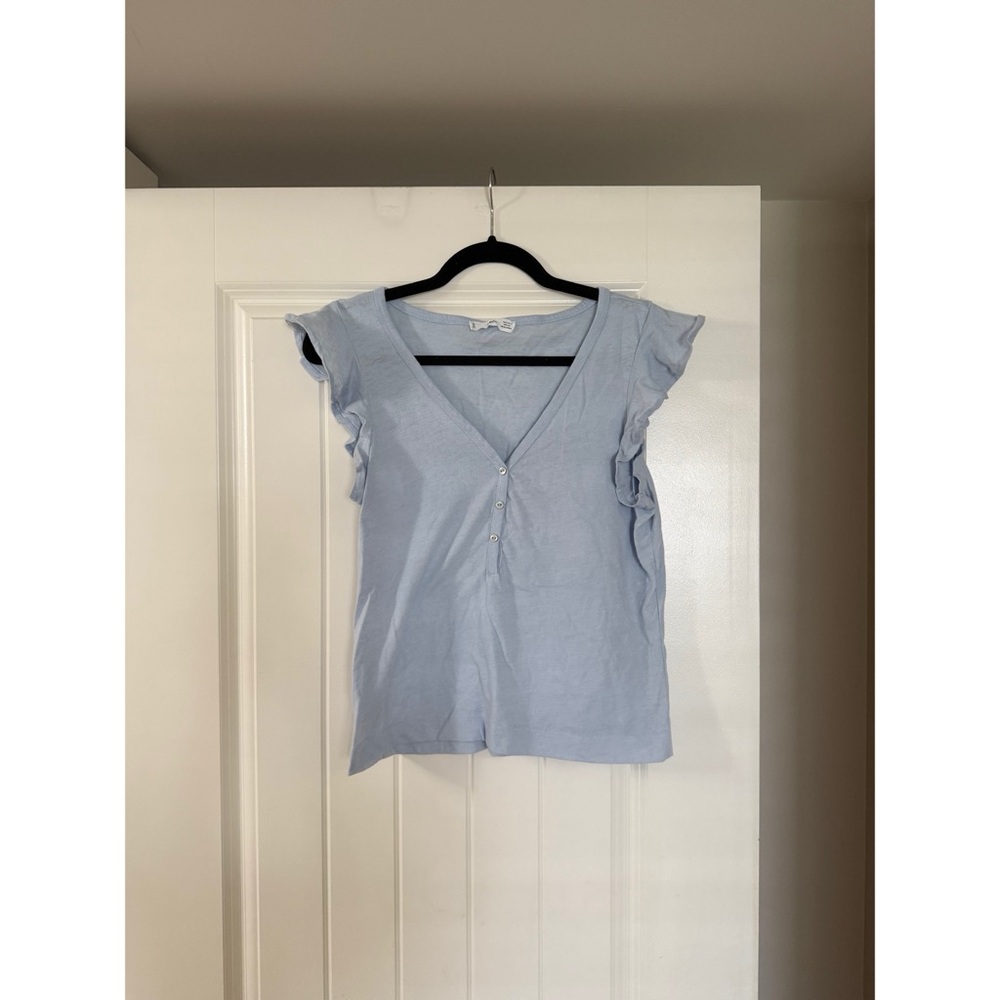 Light Blue Ruffled Women's Top